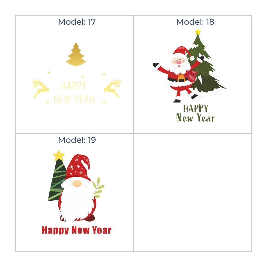 Yılbaşı Kuşe Sticker – 19 Farklı Hazır Tasarım - 8x5 cm
