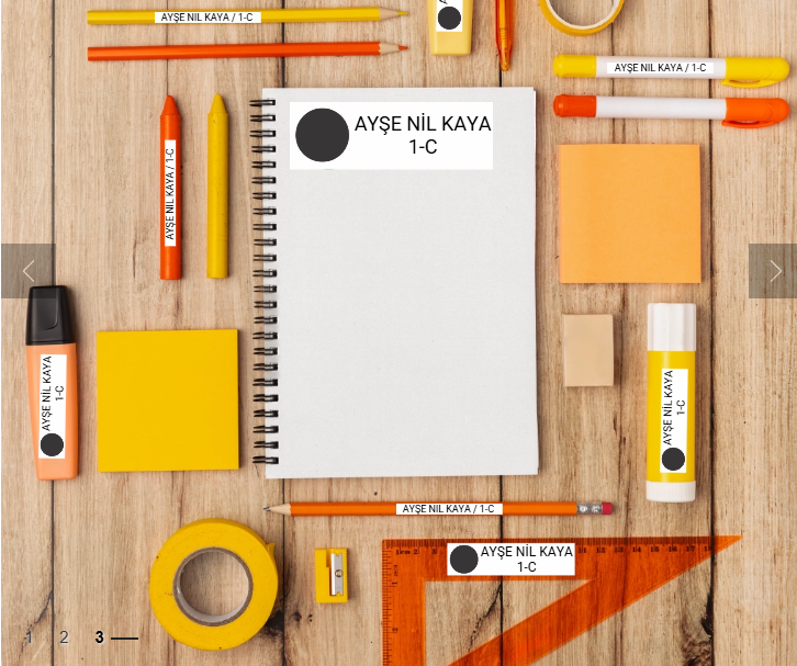 Kişiye Özel Okul Etiketi & Sticker | 232 Adet, 3 Dikdörtgen Boy, Kuşe Canlı Baskı