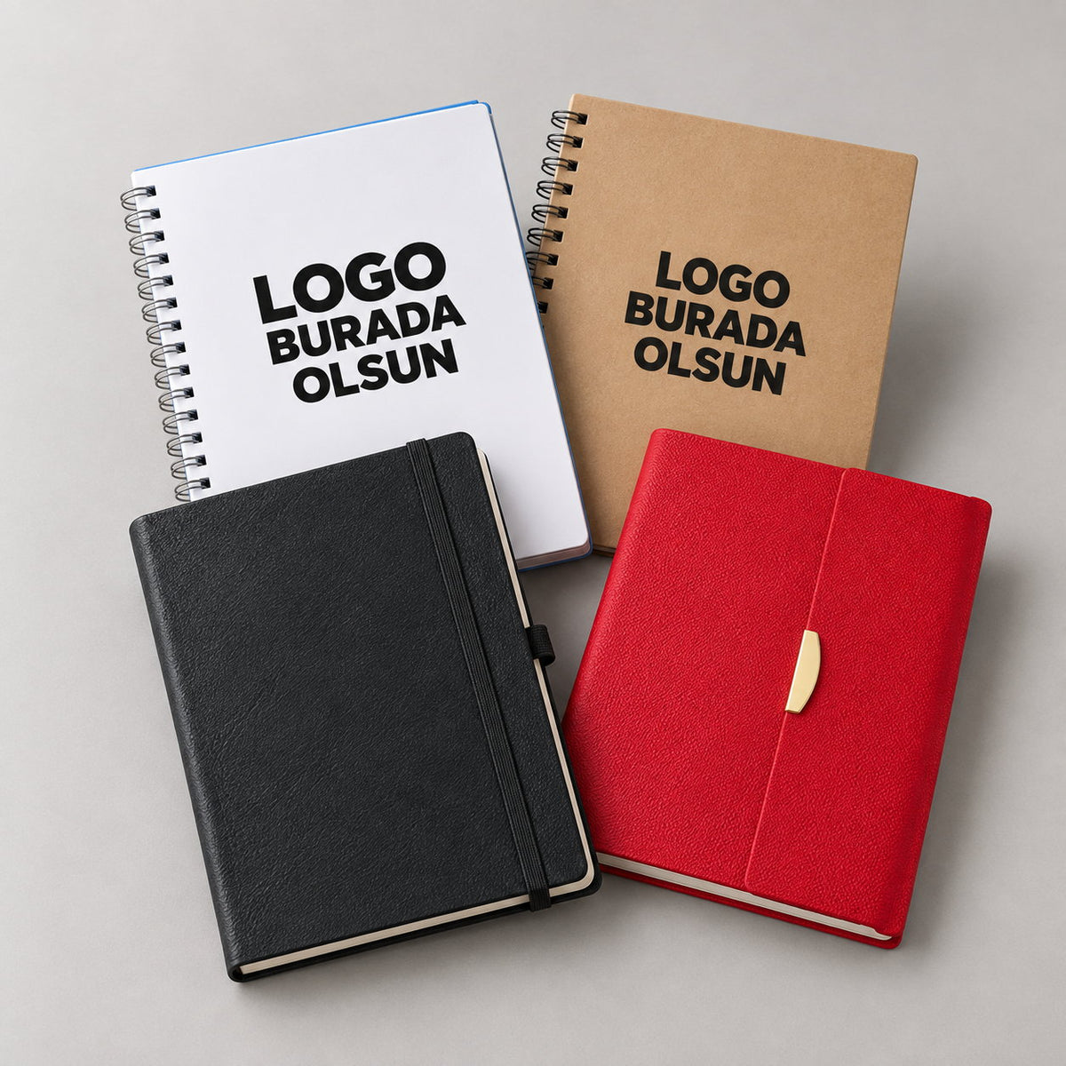 Defter & Ajanda koleksiyonu: Kuşe Metal Spiralli Defter, Kraft Metal Spiralli Defter, 918, Termo Deri Defter