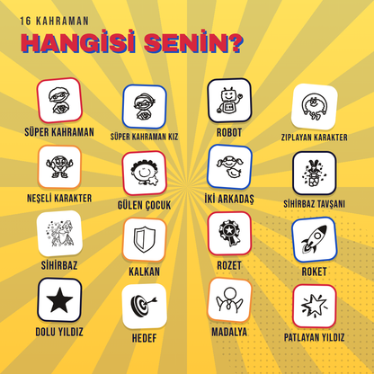 Kahramanlar kaşesi 16 ikon seçeneği