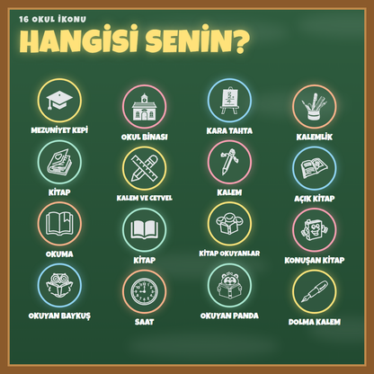 Okul Günleri kaşesi 16 ikon seçeneği