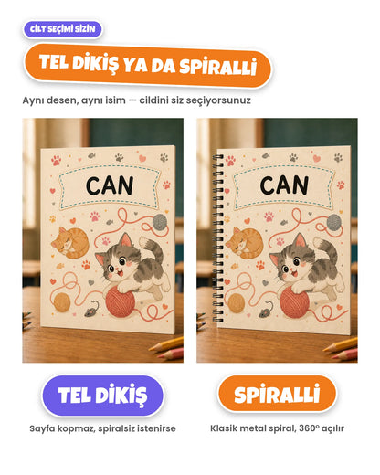 Tel dikiş ve spiralli defter yan yana — cilt seçimi