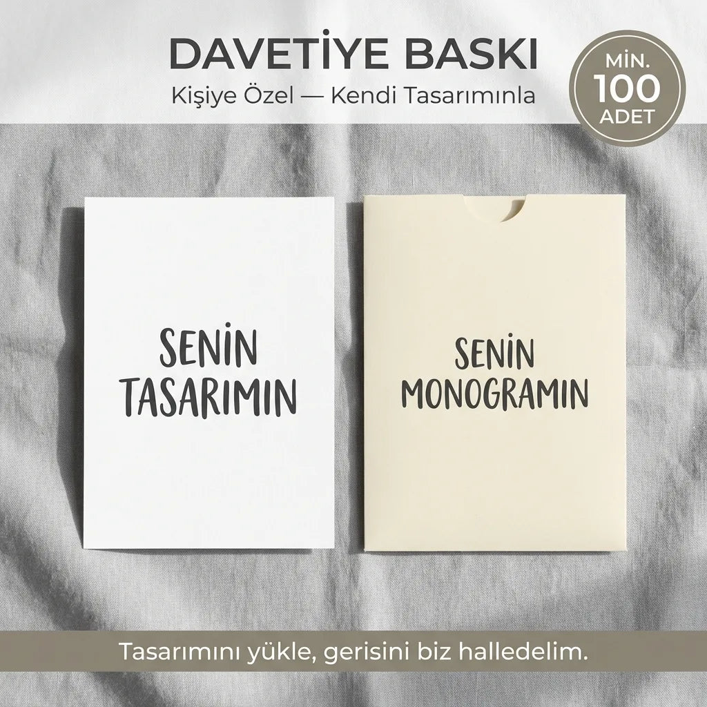 Davetiye Baskı 13x18 cm Krem Zarflı | 4 Kağıt Seçeneği