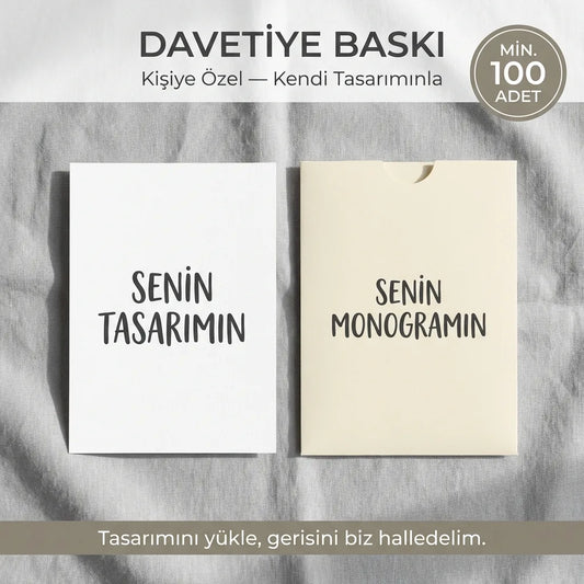 Davetiye Baskı 13x18 cm Krem Zarflı | 4 Kağıt Seçeneği