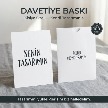 Davetiye Baskı 13x18 cm Beyaz Zarflı | 4 Kağıt Seçeneği