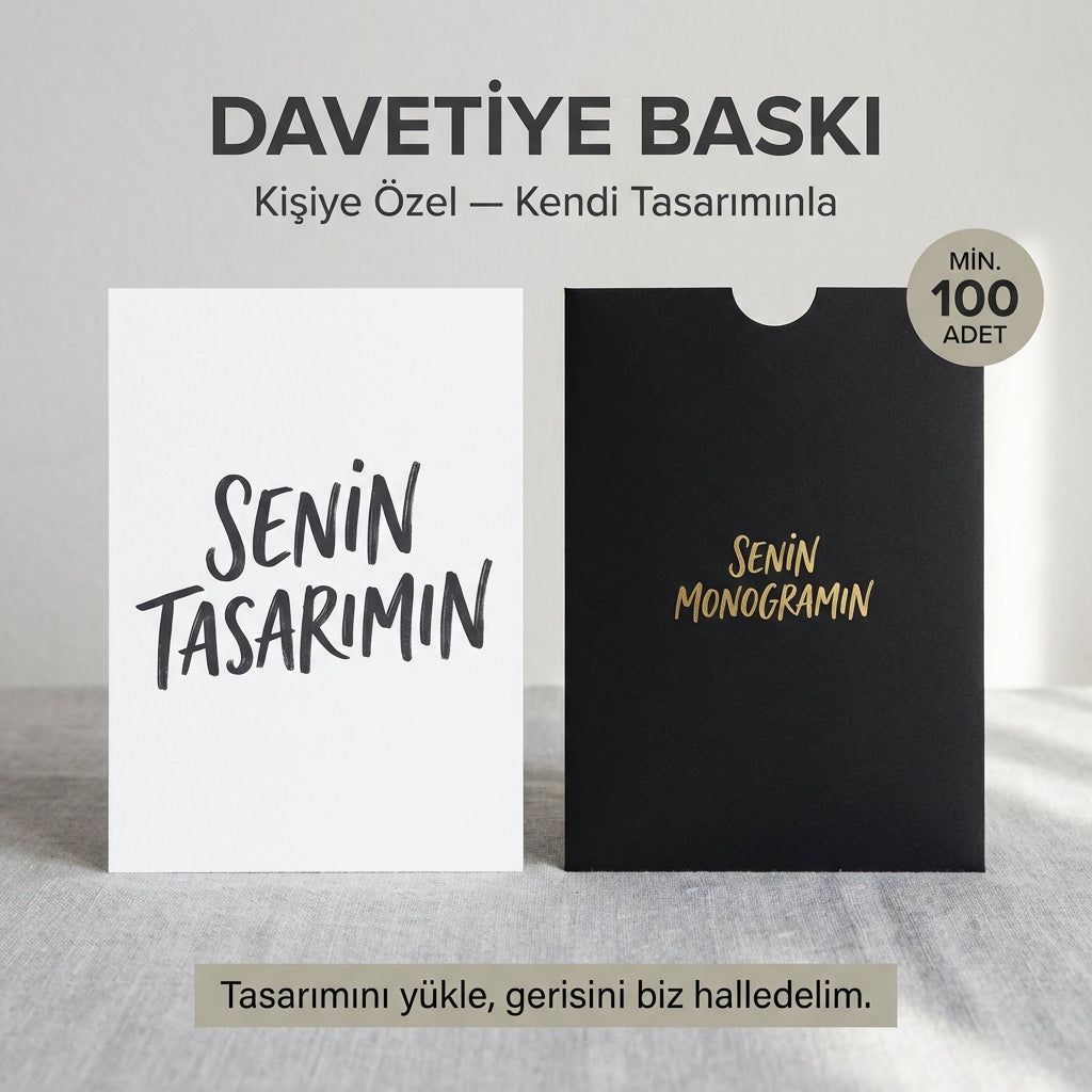 Davetiye Baskı 13x18 cm Siyah Zarflı | 4 Kağıt Seçeneği