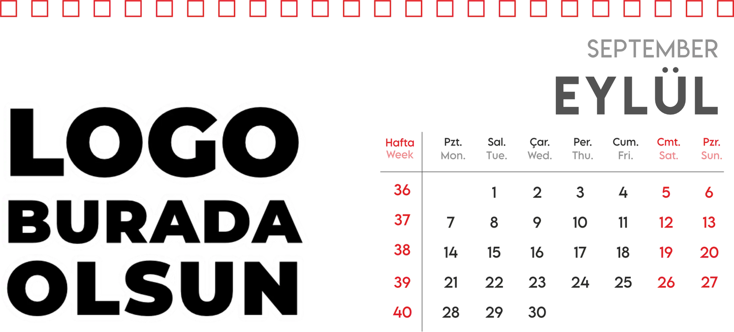 Spiralli Masa Üstü Takvimi