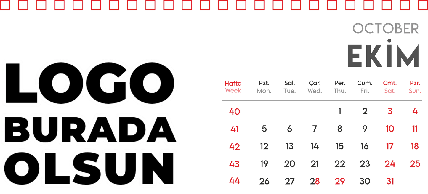 Spiralli Masa Üstü Takvimi