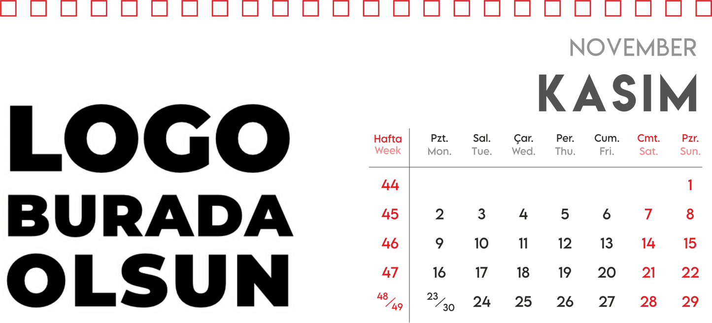 Spiralli Masa Üstü Takvimi