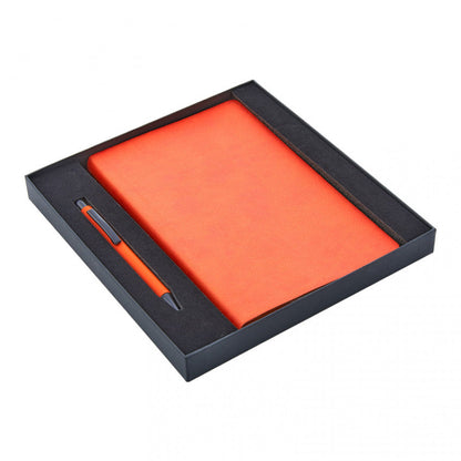 2280-K Hediyelik Set - 13x21 Renkli Kenar Not Defteri Metal Tükenmez Kalem