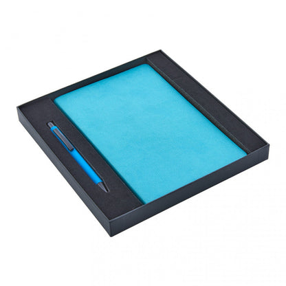 2280-K Hediyelik Set - 13x21 Renkli Kenar Not Defteri Metal Tükenmez Kalem