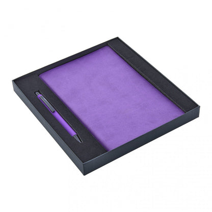 2280-K Hediyelik Set - 13x21 Renkli Kenar Not Defteri Metal Tükenmez Kalem