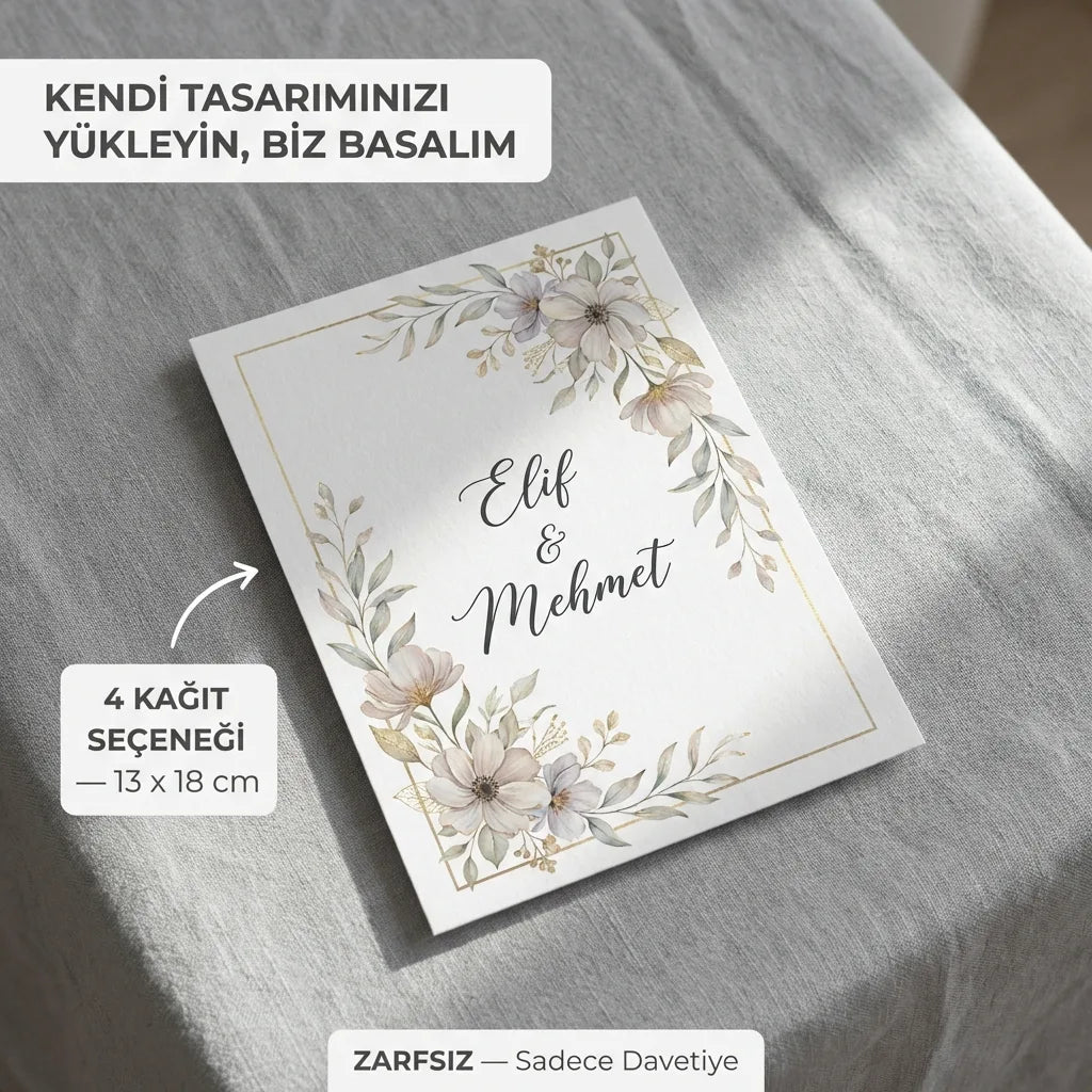 Davetiye Baskı 13x18 cm Zarfsız | 4 Kağıt Seçeneği