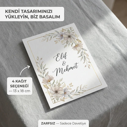 Davetiye Baskı 13x18 cm Zarfsız | 4 Kağıt Seçeneği