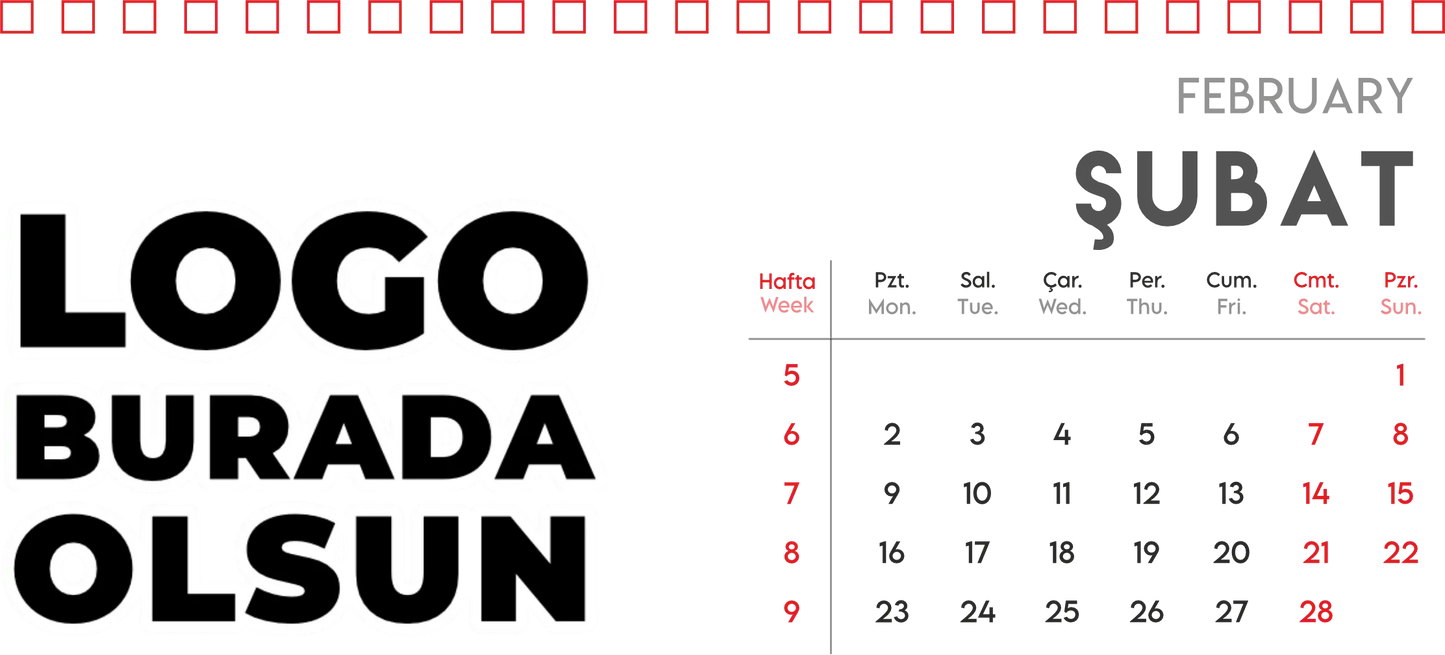 Spiralli Masa Üstü Takvimi