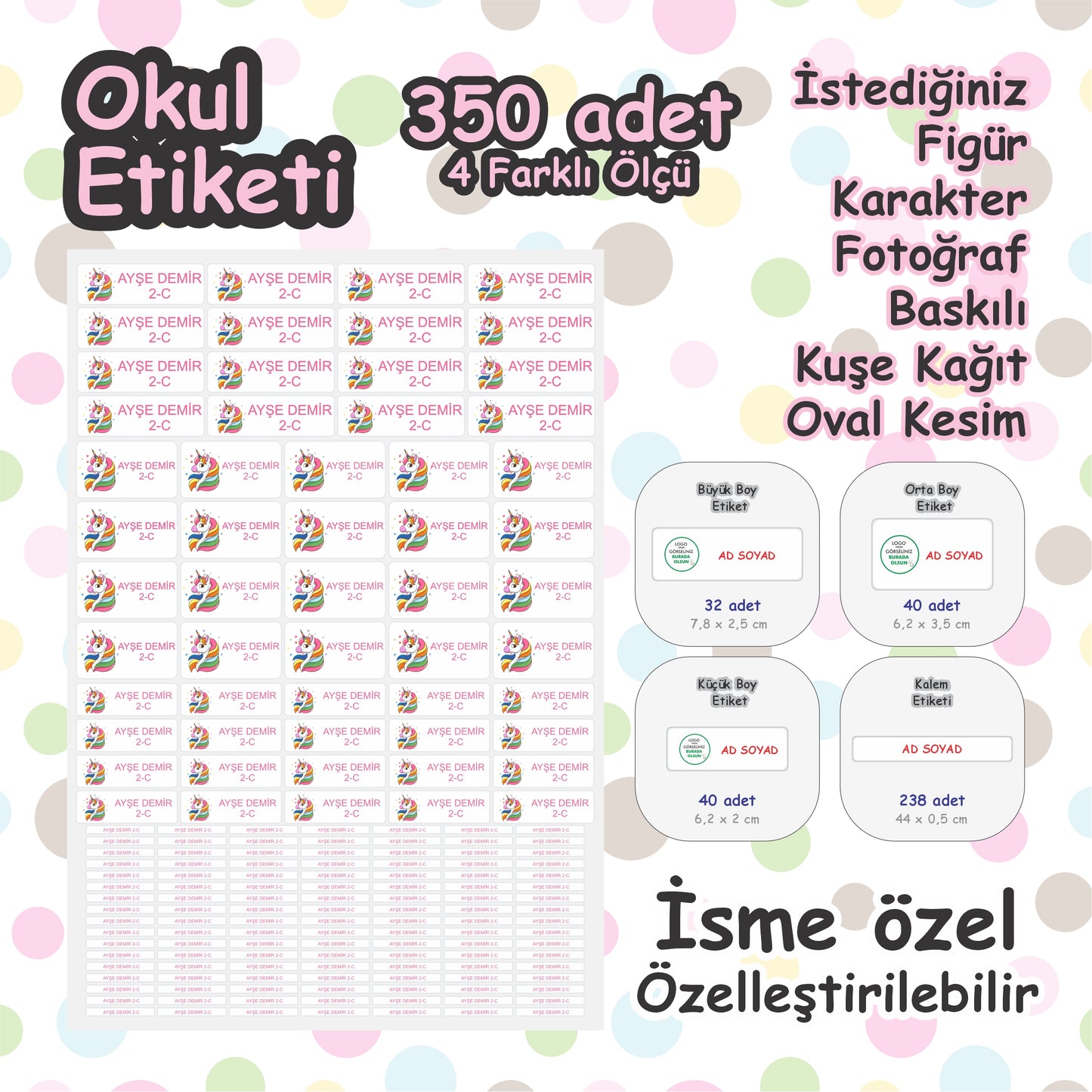 Okul Sticker & Etiket |Kişiye Özel Okul Etiketi | İsimli Sticker & Etiket