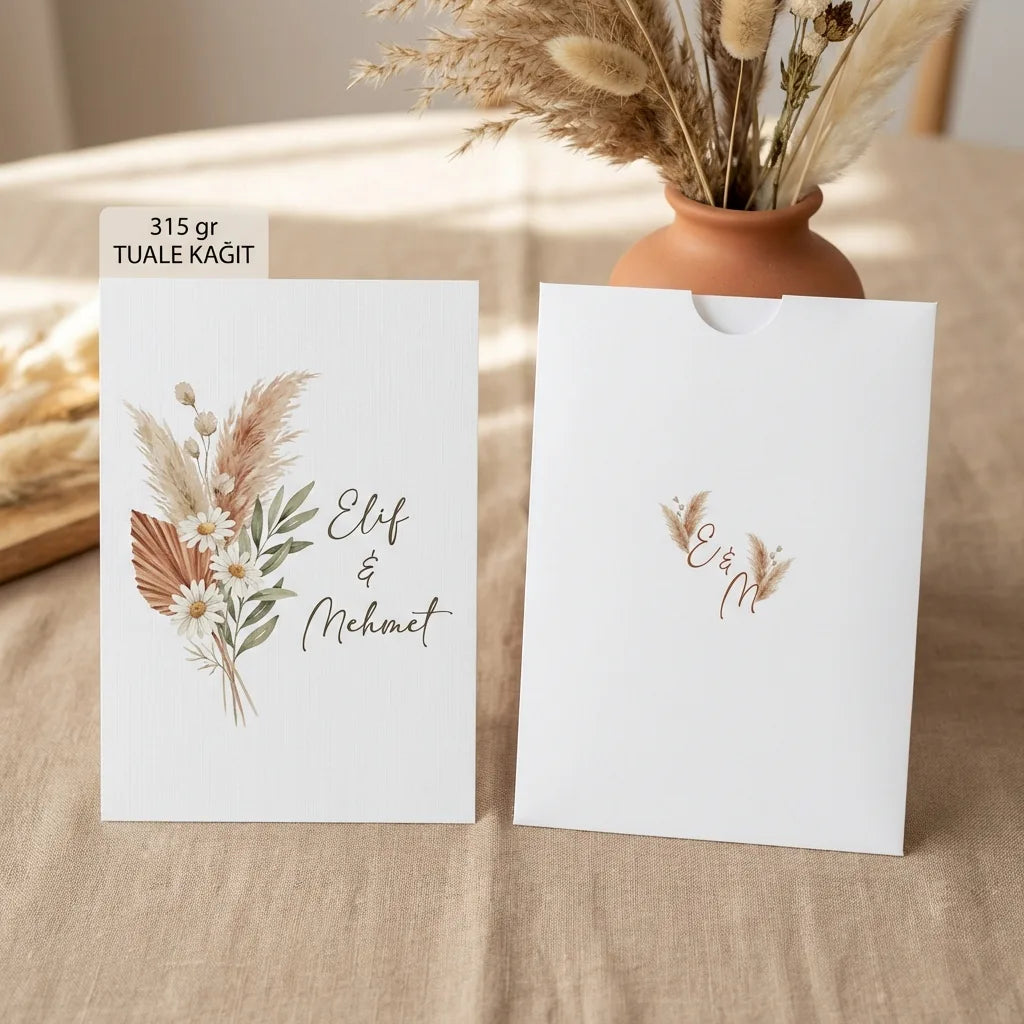 Davetiye Baskı 13x18 cm Beyaz Zarflı | 4 Kağıt Seçeneği