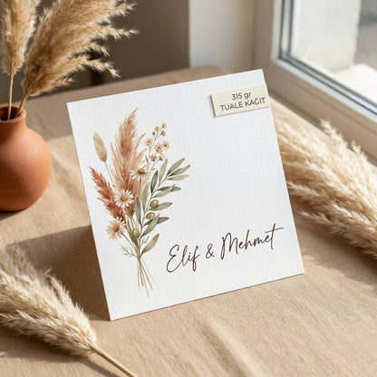 Davetiye Baskı 15x15 cm Zarfsız | 4 Kağıt Seçeneği