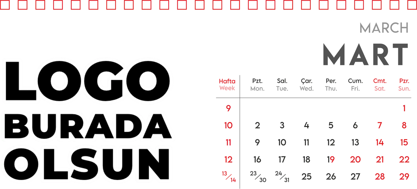 Spiralli Masa Üstü Takvimi