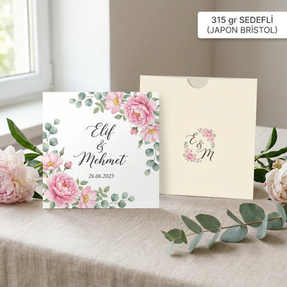 Davetiye Baskı 15x15 cm Krem Zarflı | 4 Kağıt Seçeneği