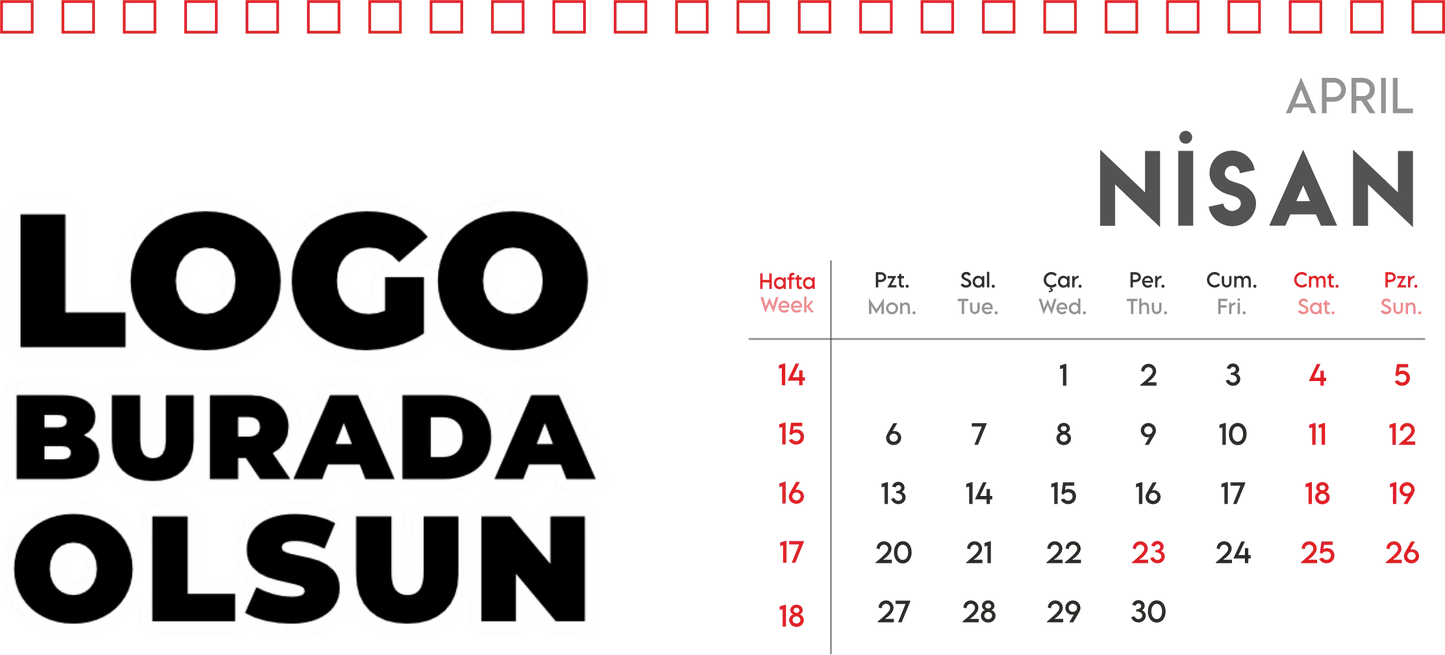 Spiralli Masa Üstü Takvimi