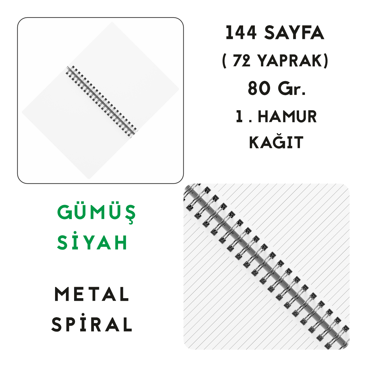 Kuşe Metal Spiralli Defter - Özel Baskılı