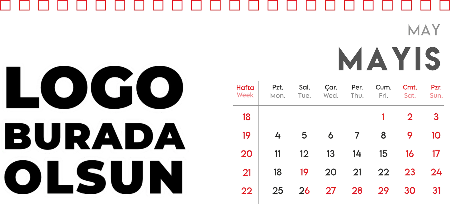 Spiralli Masa Üstü Takvimi