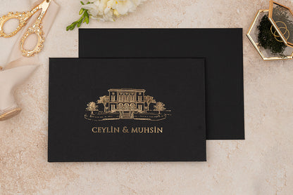Erdem 5102 Zarflı düğün davetiyesi ön yüz