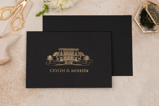 Erdem 5102 Zarflı düğün davetiyesi ön yüz