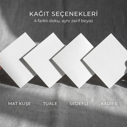 Davetiye Baskı 13x18 cm Beyaz Zarflı | 4 Kağıt Seçeneği