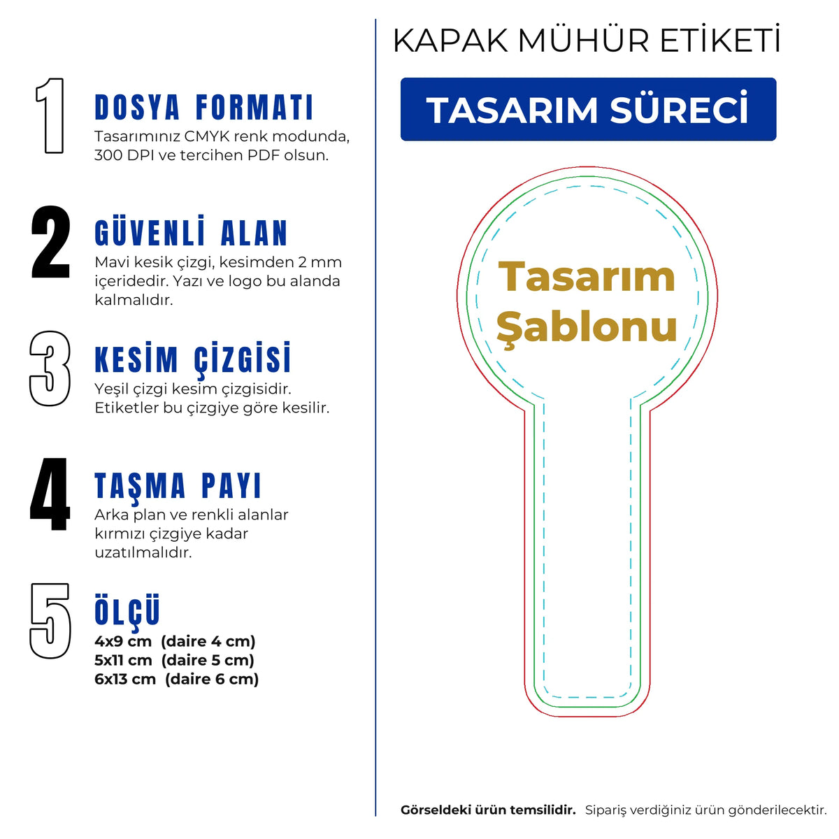 Kapak mühür etiketi tasarım rehberi: güvenli alan, kesim çizgisi ve 2 mm taşma payı