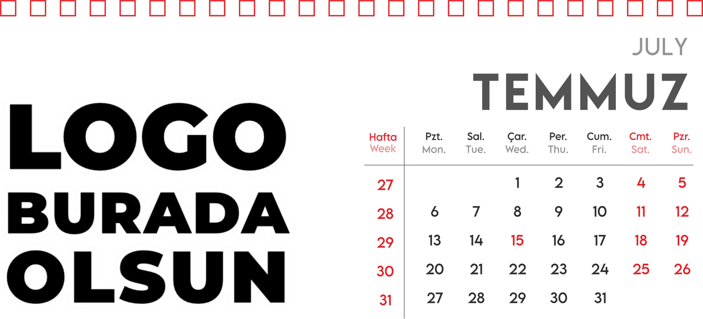 Spiralli Masa Üstü Takvimi