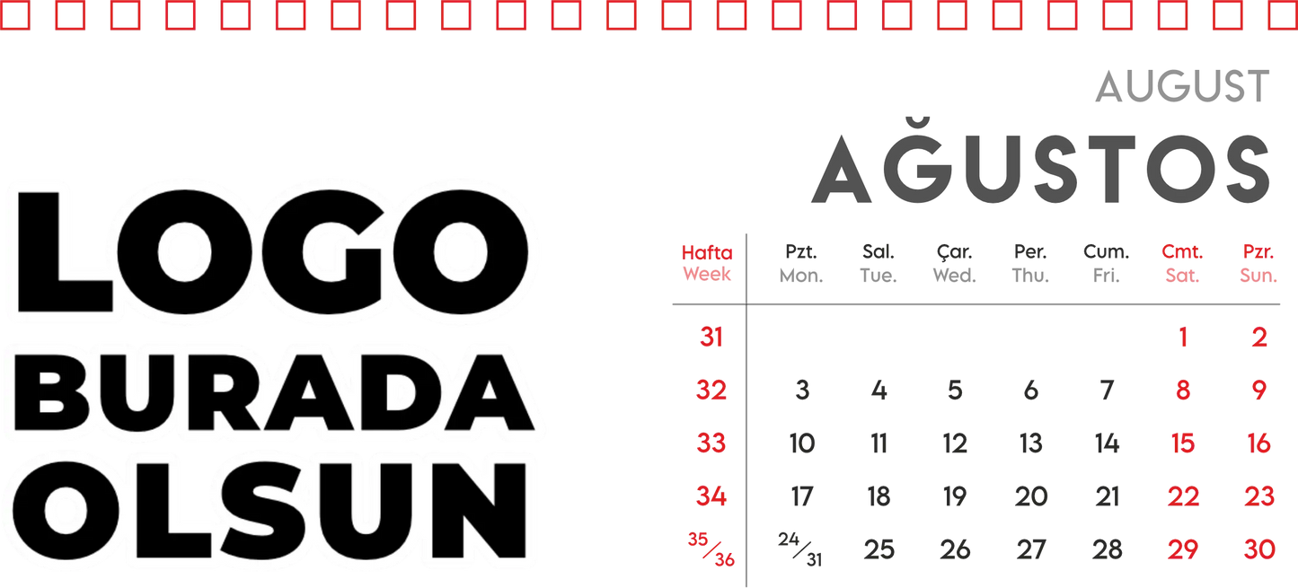 Spiralli Masa Üstü Takvimi