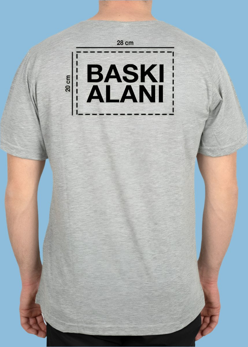 Şık ve rahat gri basic t-shirt, önünde logo baskı