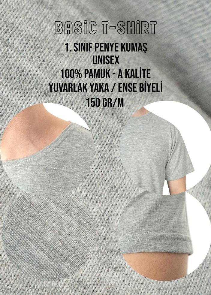 Yüksek kaliteli gri basic t-shirt, logo baskılı