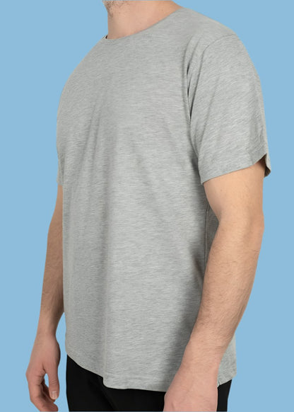 Gri renk, logo baskılı şık basic t-shirt