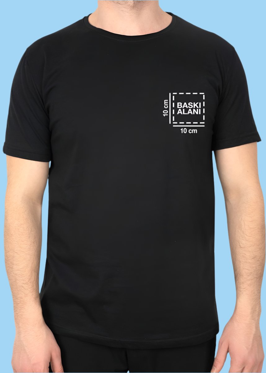 Siyah basic t-shirt, logo baskılı tasarım