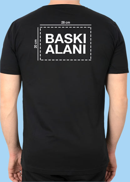 Siyah renk, modern logo baskılı t-shirt