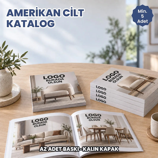 Amerikan cilt katalog baskı: kapağına logonuzun ve tasarımınızın basılacağı kalın kapaklı kataloglar
