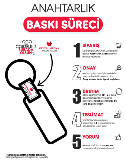 2408  Metal Suni Deri Anahtarlık Çift Taraflı - Detay Görünüm | promosyon