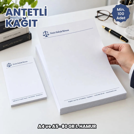 Antetli kâğıt baskı: logo ve adres baskılı A4 ve A5 antetli kâğıt destesi
