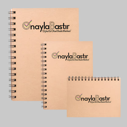Az adetli kraft kapaklı metal spiralli defter, şık tasarımı ve yüksek kaliteli kağıdıyla kişisel kullanım için mükemmel seçim.

