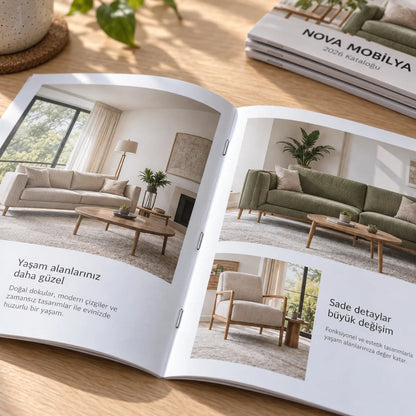 Dergi katalog yakın plan: baskı kalitesi ve malzeme detayı