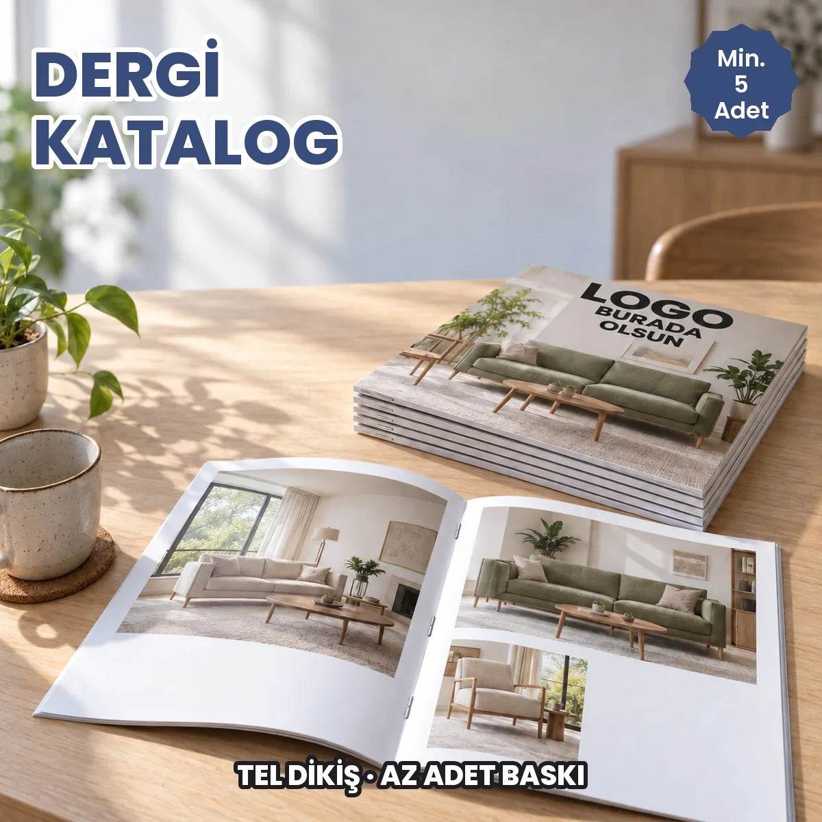 Dergi katalog baskı: kapağına logonuzun ve tasarımınızın basılacağı tel dikişli kataloglar