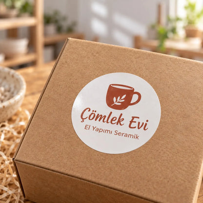 El yapımı sticker yakın plan: parlak kuşe yüzeyde net ve canlı baskı