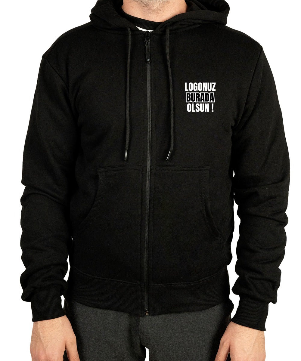 Kapüşonlu ve Fermuarlı Sweatshirt - 3 İplik, Şardonsuz (Özelleştirilebilir)