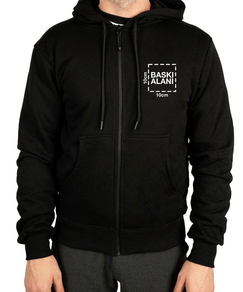 Kapüşonlu ve Fermuarlı Sweatshirt - 3 İplik, Şardonsuz (Özelleştirilebilir)
