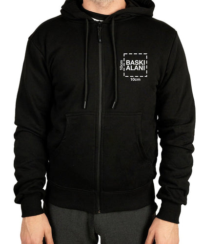 Kapüşonlu ve Fermuarlı Sweatshirt - 3 İplik, Şardonsuz (Özelleştirilebilir)
