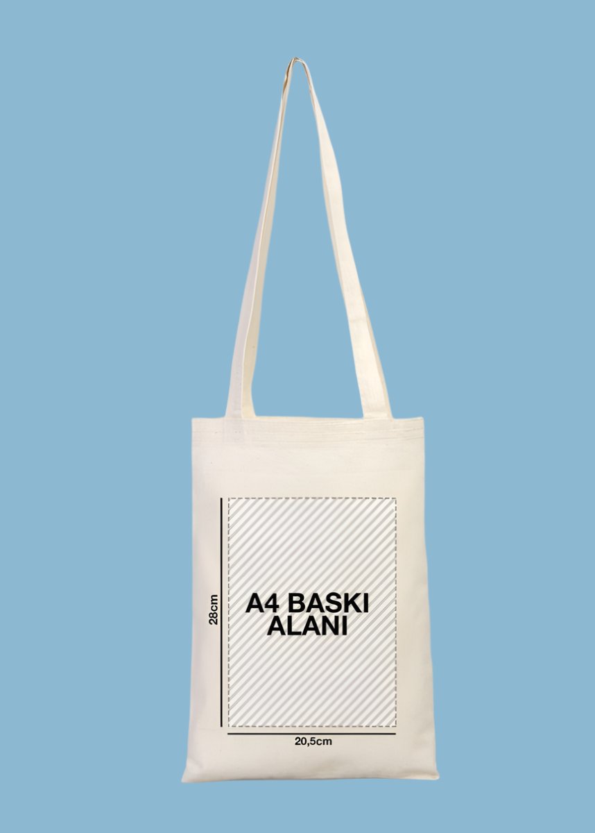 25x35 cm boyutunda baskılı ham bez çanta, özelleştirilebilir logo.