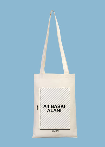 25x35 cm boyutunda baskılı ham bez çanta, özelleştirilebilir logo.